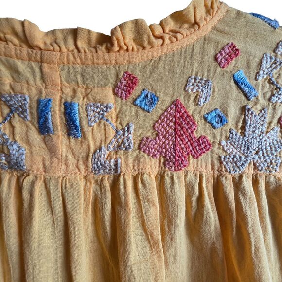 Johnny Was Biya Sleeveless Embroidered Tunic M Yellow Boho - Picture 7 of 12